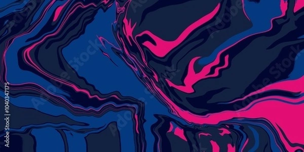 Obraz Swirly abstract liquid background. Full frame, textures abstract grey, blue, hot pink glowing wave background. Liquid backdrop copy space. Swirling distorted artistic display of fluid motion effect
