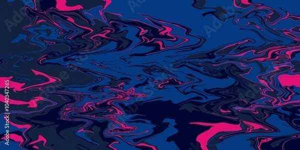 Obraz Retro black dark pink and deep blue liquid wavy marble gradient background with liquify texture. Template design presentation. Artistic paint mixing, splash of colors. Mixed.