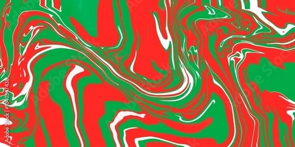 Obraz Swirly abstract liquid background. Full frame textures abstract bright red green glowing wave background. Fluid liquid backdrop copy space. Swirling distorted artistic display of fluid motion effect