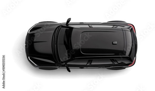Fototapeta Modern Black SUV Car, Top View. Isolated on Transparent Background. PNG.