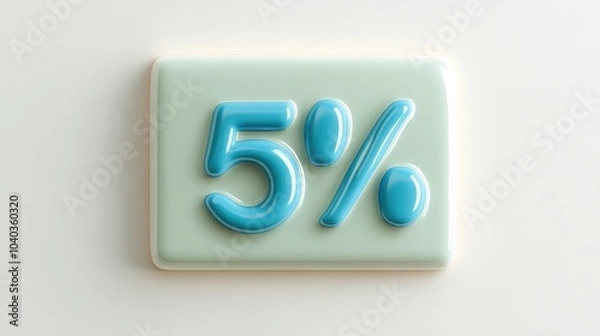 Fototapeta 3D Blue Number Five Icon on Light Background