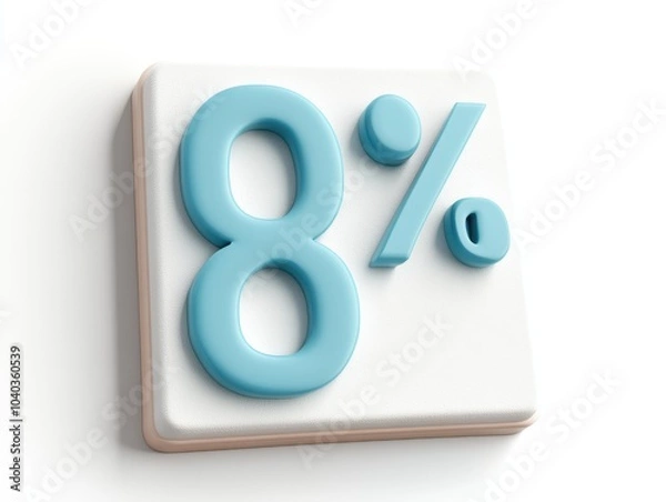 Fototapeta Blue 3D Icon of Number Eight