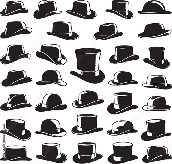 Obraz Creative hat silhouette set vector design, Magician vector art & graphics