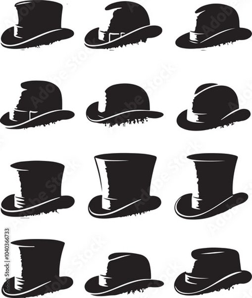Obraz Creative hat silhouette set vector design, Magician vector art & graphics