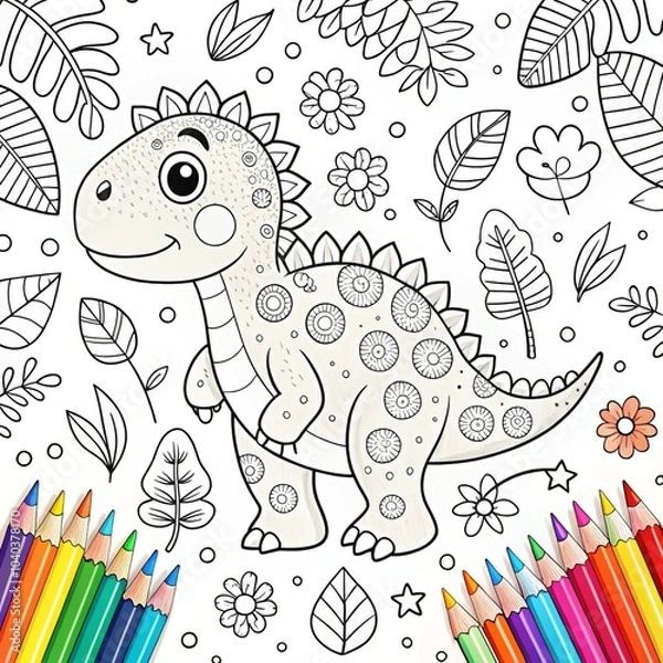 Obraz adorable-coloring-pages-dino-edition