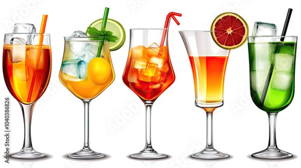 Fototapeta Colorful Cocktails on a Clear Background Generative AI