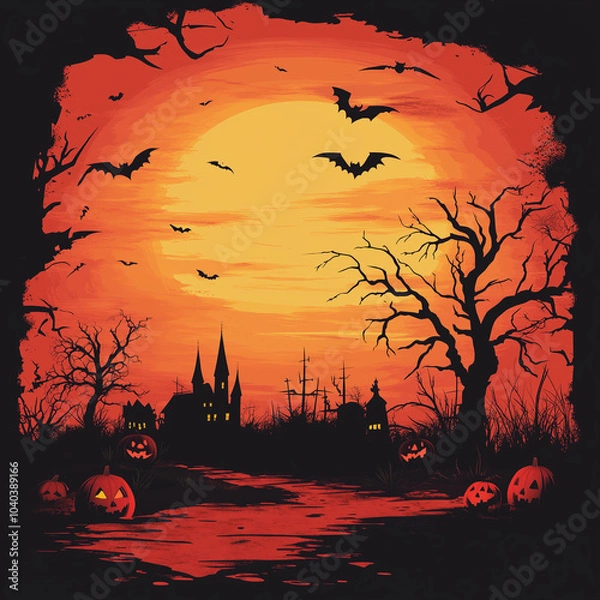 Fototapeta halloween background with pumpkins, Generative AI	
