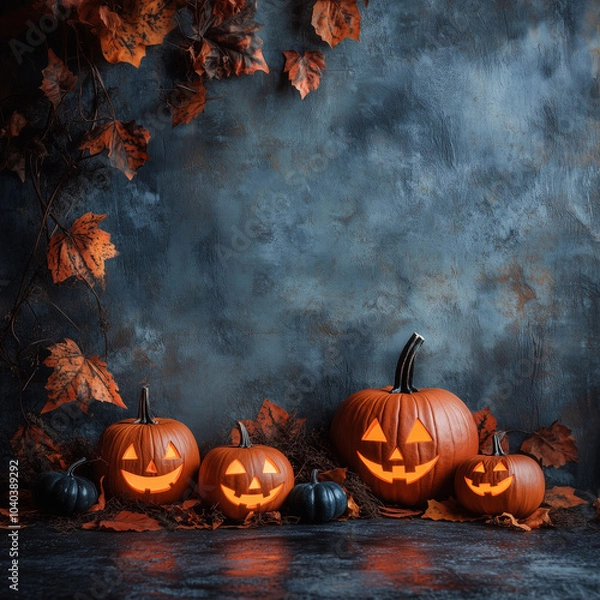 Fototapeta halloween background with pumpkins, Generative AI	
