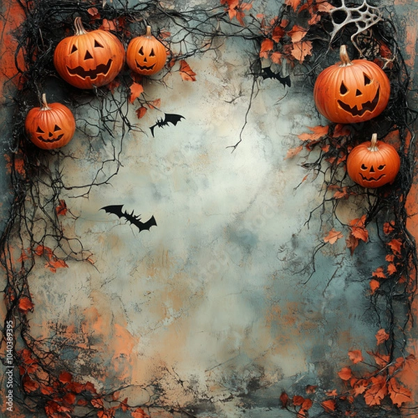 Obraz halloween background with pumpkins, Generative AI	

