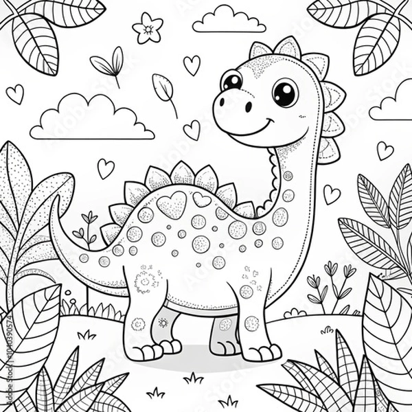 Fototapeta adorable-coloring-pages-dino-edition