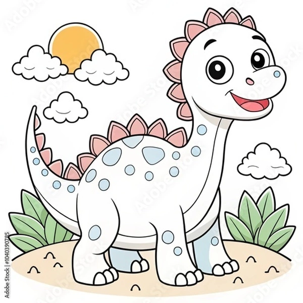 Fototapeta adorable-coloring-pages-dino-edition