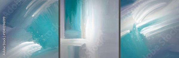 Obraz three drawings in the same style of watercolor paint strokes with splashes
