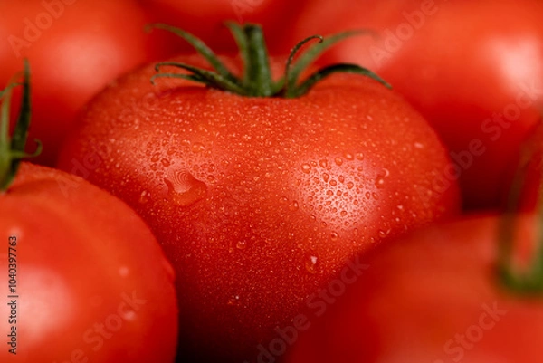 Obraz wet ripe red tomatoes on the table