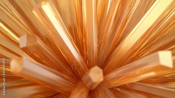 Obraz Abstract background with a burst of golden rods radiating outwards.
