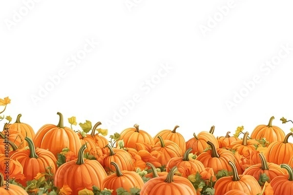 Fototapeta A large pile of pumpkins on a white background