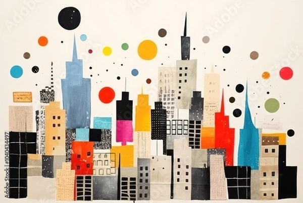 Fototapeta Glamour City city painting collage.