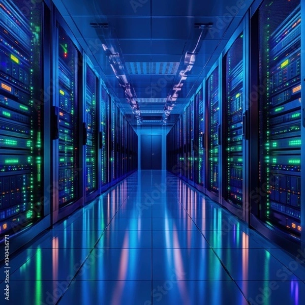 Obraz Modern High-Tech Data Center Server Rack Setup