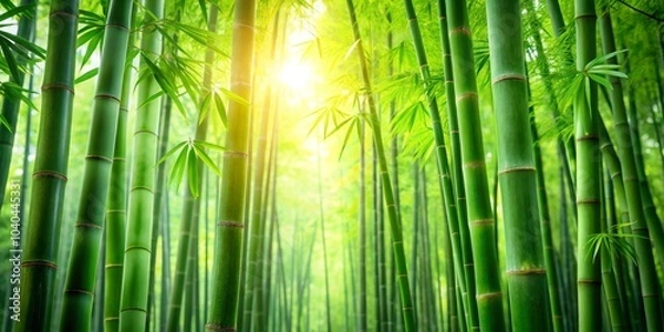 Fototapeta Sunlight Filtering Through a Lush Bamboo Forest, Nature Photography, Green Bamboo, Forest Photography, Zen Garden, Bamboo Grove, Nature
