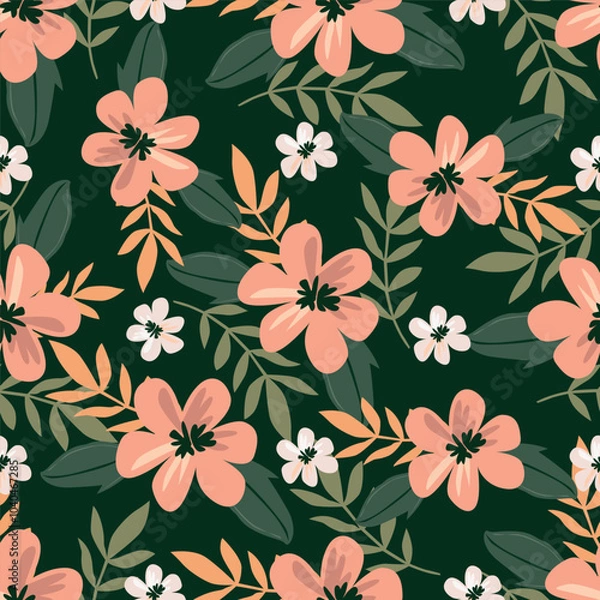 Fototapeta seamless vector small flower Pattern on grey