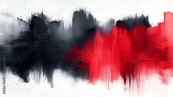 Fototapeta Highly Detailed Abstract Pattern with Textured Gray, Red, and White Oil Paint, Featuring Intricate Brushstrokes and Rich Texture