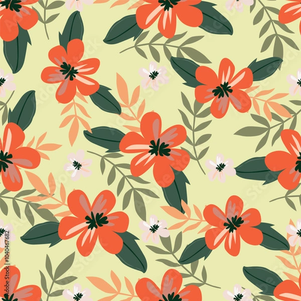 Fototapeta seamless vector small flower Pattern on grey