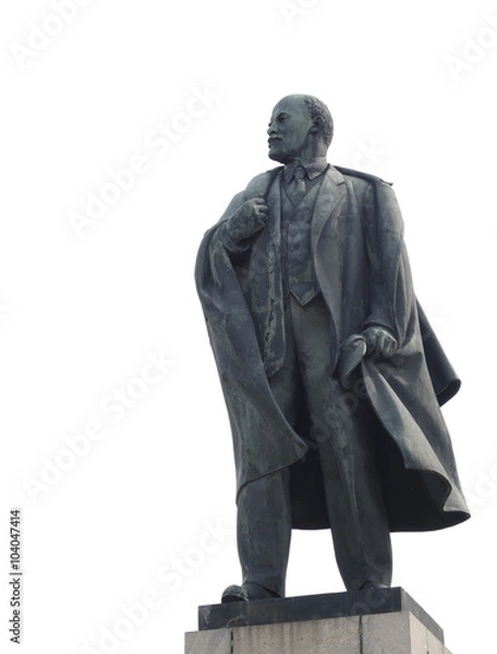 Fototapeta The statue of Lenin on a white background