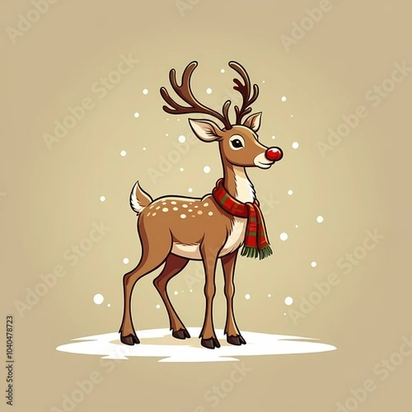 Obraz Christmas theme illustration rudolph the red-nosed reindeer	snow
