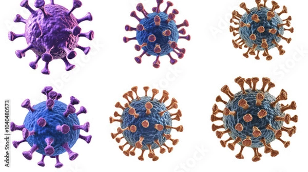 Fototapeta Varied Collection of Microbes and Viruses on a Transparent Background Generative AI
