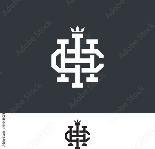 Obraz HC, CH, monogram initial Letter Logo