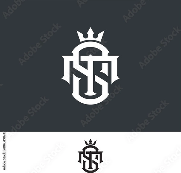 Obraz ST, TS, monogram initial Letter Logo