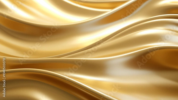 Fototapeta Wavy Flowing Patterns with Metallic Texture in Gold Hues for a Luxurious Reflective Surface Effect