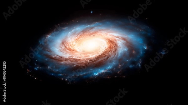 Fototapeta Illustration of a space cosmic background of supernova nebula and stars, glowing mysterious universe