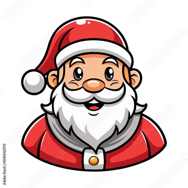 Fototapeta The vector illustration of a cheerful Santa Claus cartoon character is isolated on a white background.