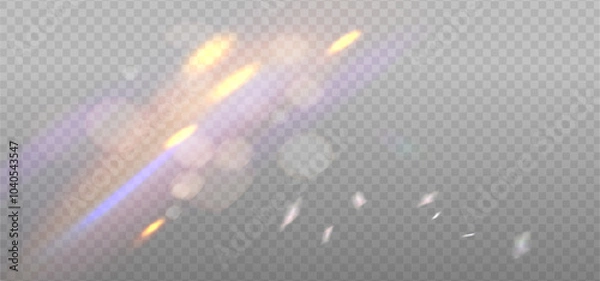 Fototapeta Rainbow reflection light prism effect on light background. Hologram glass dispersion, crystal flare leak shadow overlay. Vector illustration