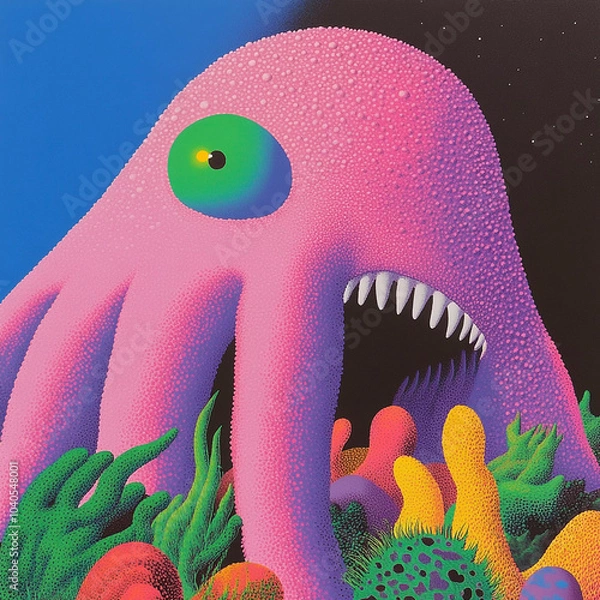 Obraz Comic illustration, Retro and 90s style, Cosmos, Pop Art, Abstract, Crazy, Generative AI