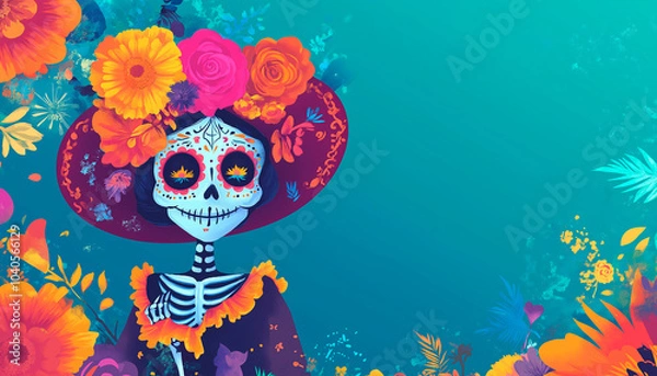 Obraz colorful day of the dead illustration