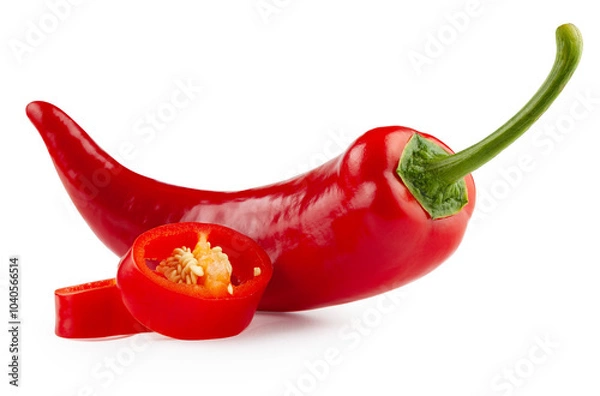 Obraz Red jalapeno pepper with slices isolated