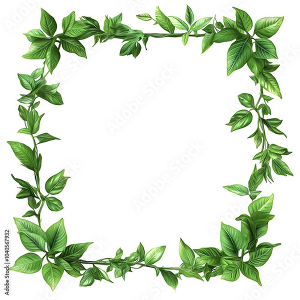 Obraz Avatar picture frame made of leaves, flowers and roots isolated on a transparent background, Graphic illustration for design mockup template