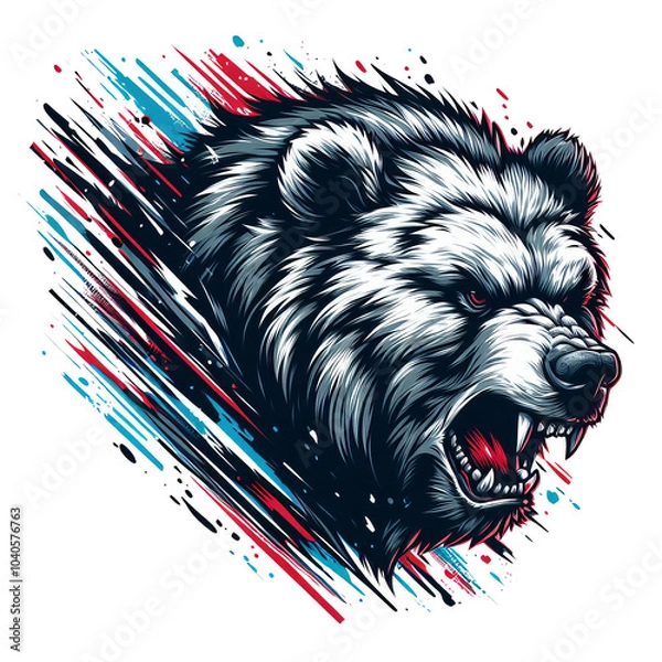 Obraz abstract style grizzly bear in red white and blue png vector