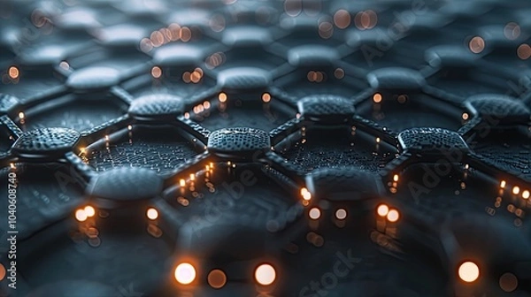 Obraz A detailed image of a graphene sheet with its hexagonal carbon lattice, highlighting its strength and flexibility at the atomic level