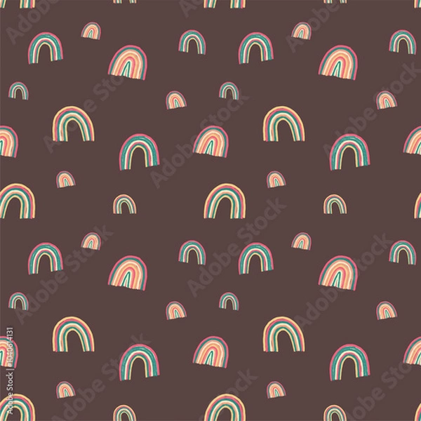Fototapeta  rainbow pattern - hand drawn - chocolate colored background