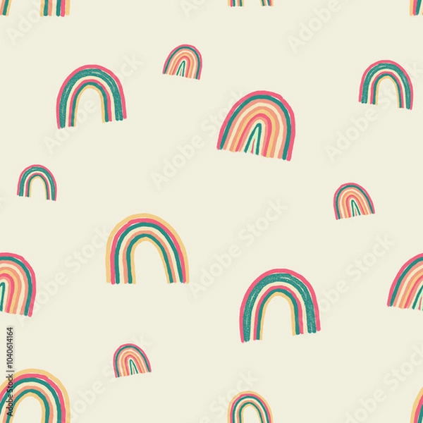 Fototapeta cute rainbow pattern - hand drawn - egg shell background
