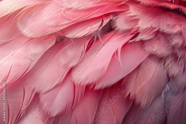 Fototapeta Primer plano de las plumas de un flamenco, plumas de flamenco, close-up del plumaje de un pájaro rosa