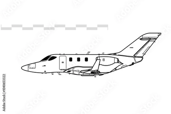 Obraz Honda HA-420 HondaJet. Vector drawing of light business jet aircraft. Side view. Image for illustration and infographics.