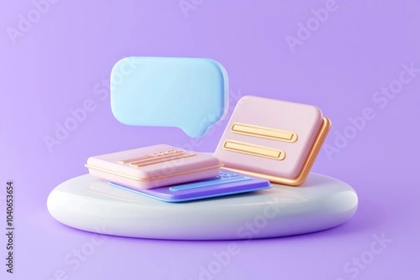 Fototapeta 3D business finance modern icon render illustrator for online shopping. 3D credit card money financial security for online shopping, online payment credit card with payment protection concept. 3D