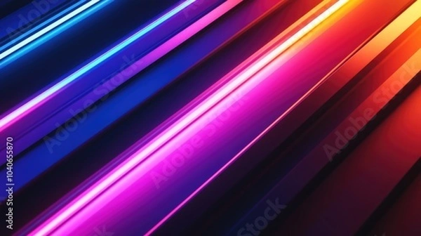Fototapeta Vibrant abstract gradient background featuring dark colorful neon lights 3D rendered illustration