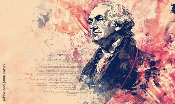 Fototapeta president sketch American Declaration of independence 4th july 1776 celebration, freedom concept abstract