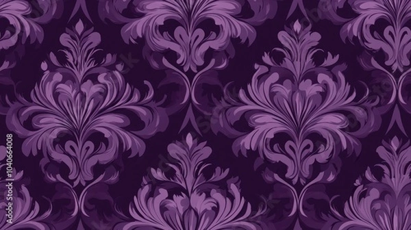 Fototapeta Seamless damask pattern with floral design
