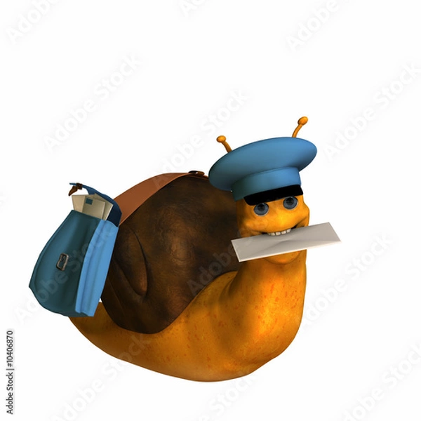 Obraz Snail Mail  -  A snail carrying a mail sack.