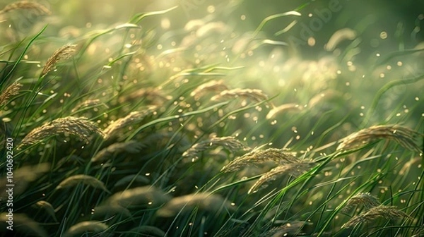 Obraz A meadow where the grass forms intricate patterns, moving and changing with the wind